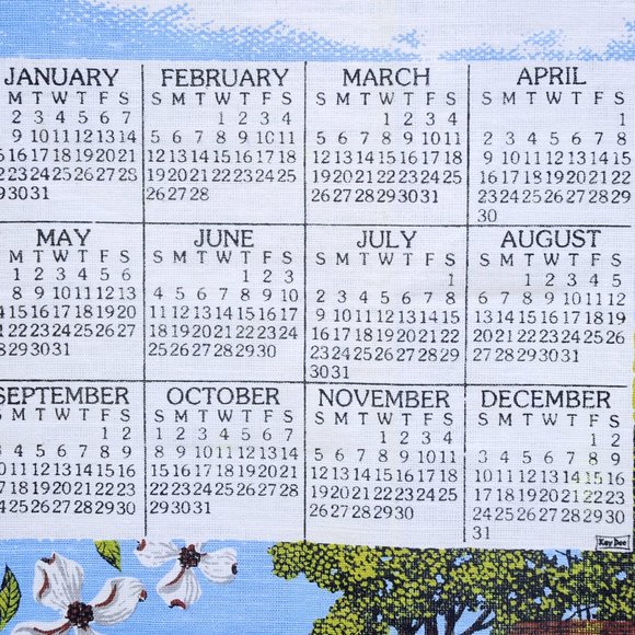 Vintage 1989 Serenity Prayer & Country Church on Pond Calendar Towel by Kay Dee - Picture 4 of 7